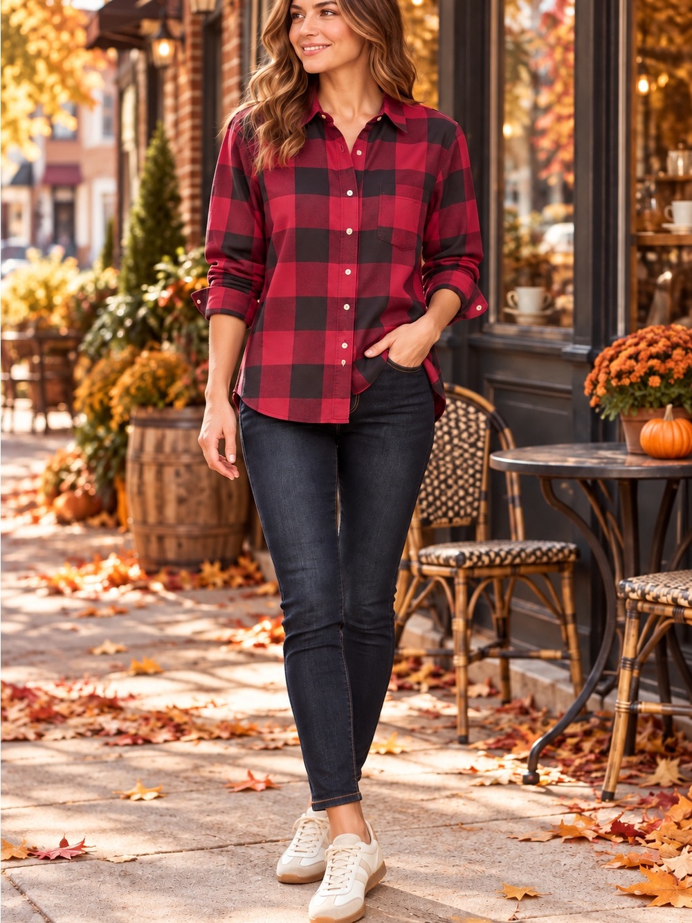 Gap Large Tall Plaid Button Down Shirt Berry, Hunter Green, Rose #94CL